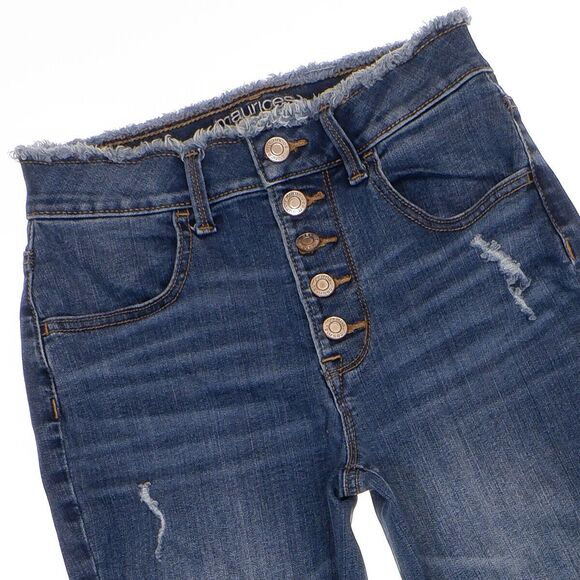 Maurices Super High Rise Jegging XS Womens Distress Button Fly Blue 25x25.5 - Picture 3 of 10